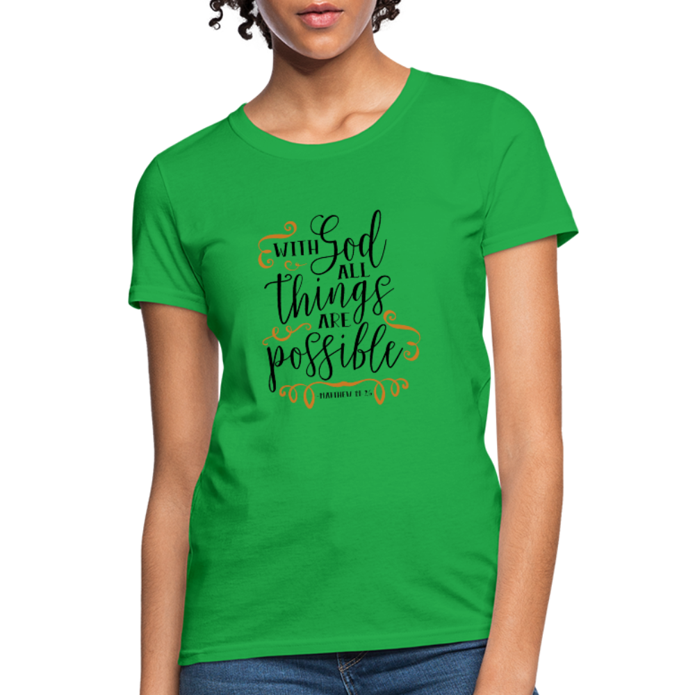 Matthew 19:26 - Women's T-Shirt - bright green