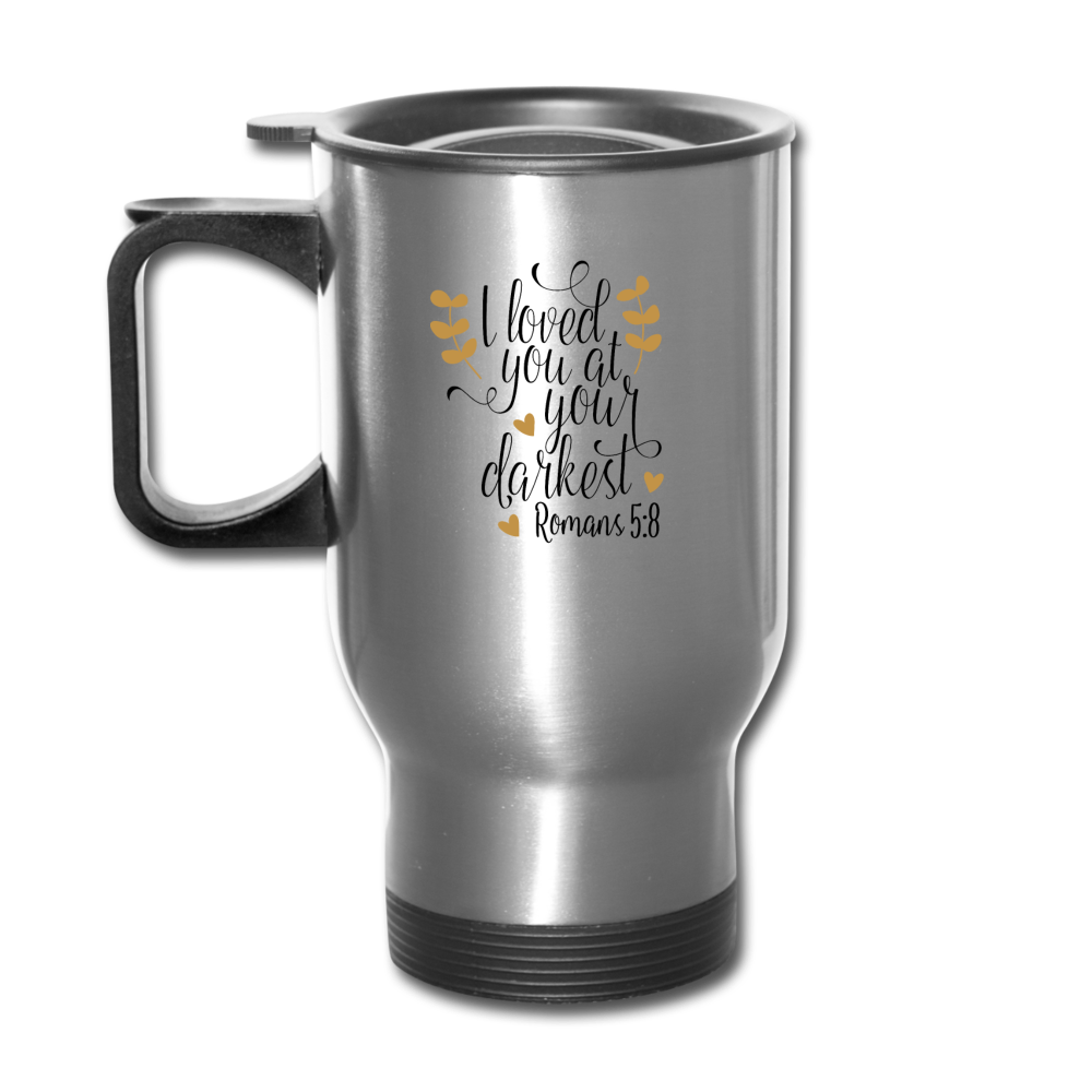 Romans 5:8 - Travel Mug - silver