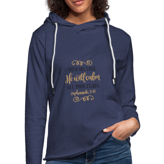 Zephaniah 3:17 - Lightweight Terry Hoodie - heather navy