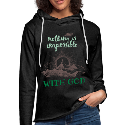Nothing Is Impossible With God - Lightweight Terry Hoodie - charcoal gray