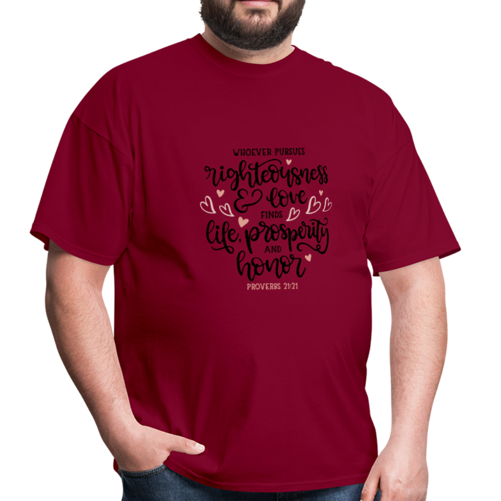 Proverbs 21:21 - Men's T-Shirt - burgundy