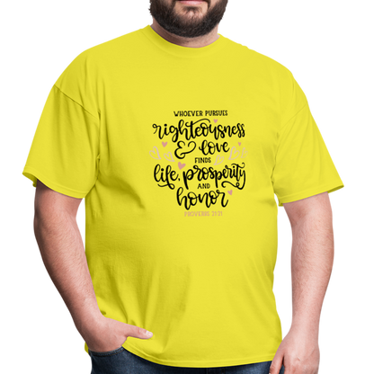 Proverbs 21:21 - Men's T-Shirt - yellow