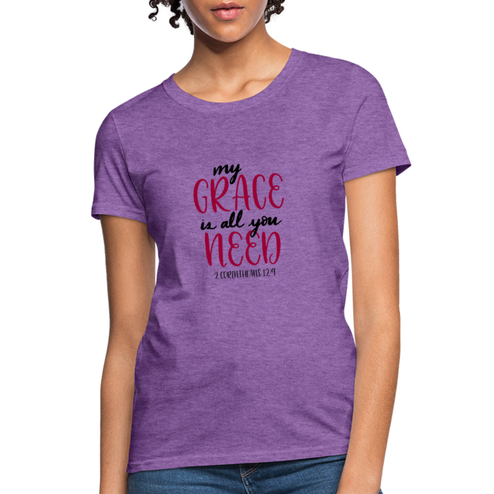 2 Corinthians 12:9 - Women's T-Shirt - purple heather