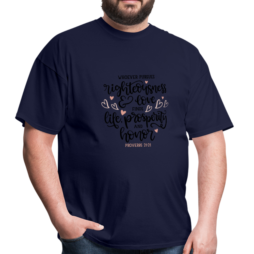 Proverbs 21:21 - Men's T-Shirt - navy