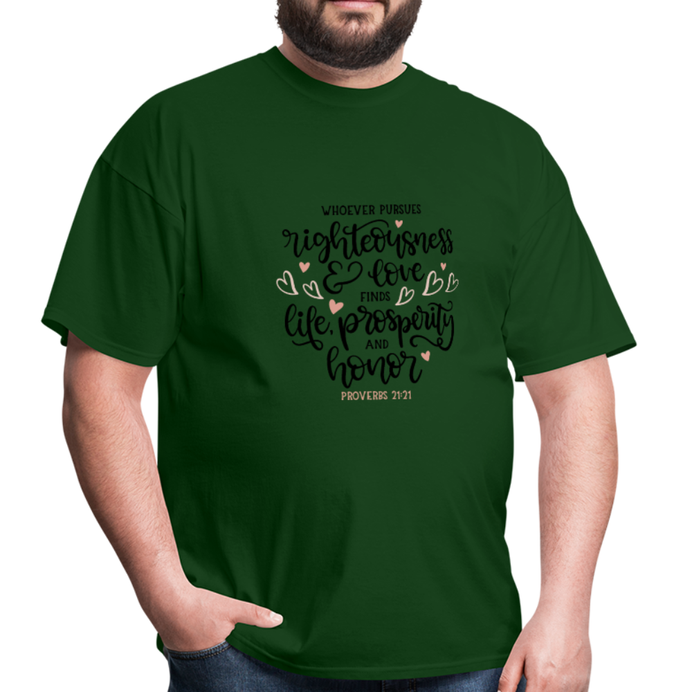 Proverbs 21:21 - Men's T-Shirt - forest green