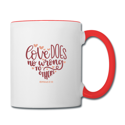 Romans 13:10 - Contrast Coffee Mug - white/red
