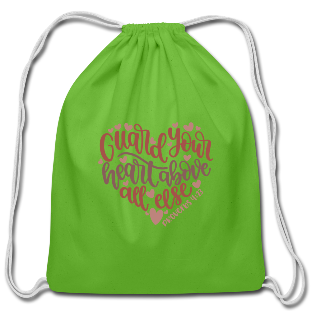 Proverbs 4:23 - Cotton Drawstring Bag - clover