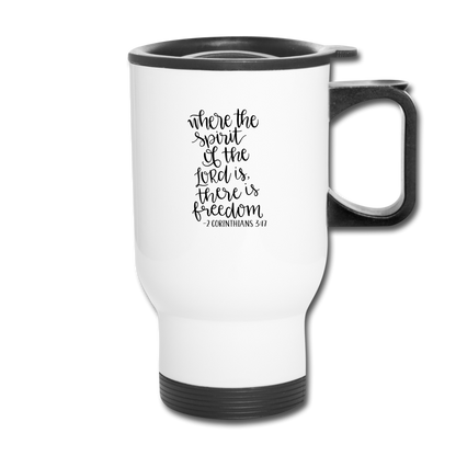 2 Corinthians 3:17 - Travel Mug - white