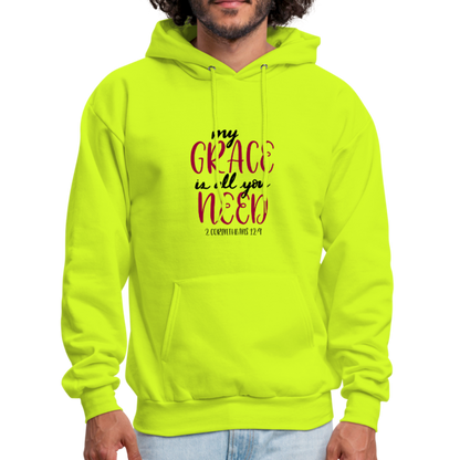 2 Corinthians 12:9 - Men's Hoodie - safety green