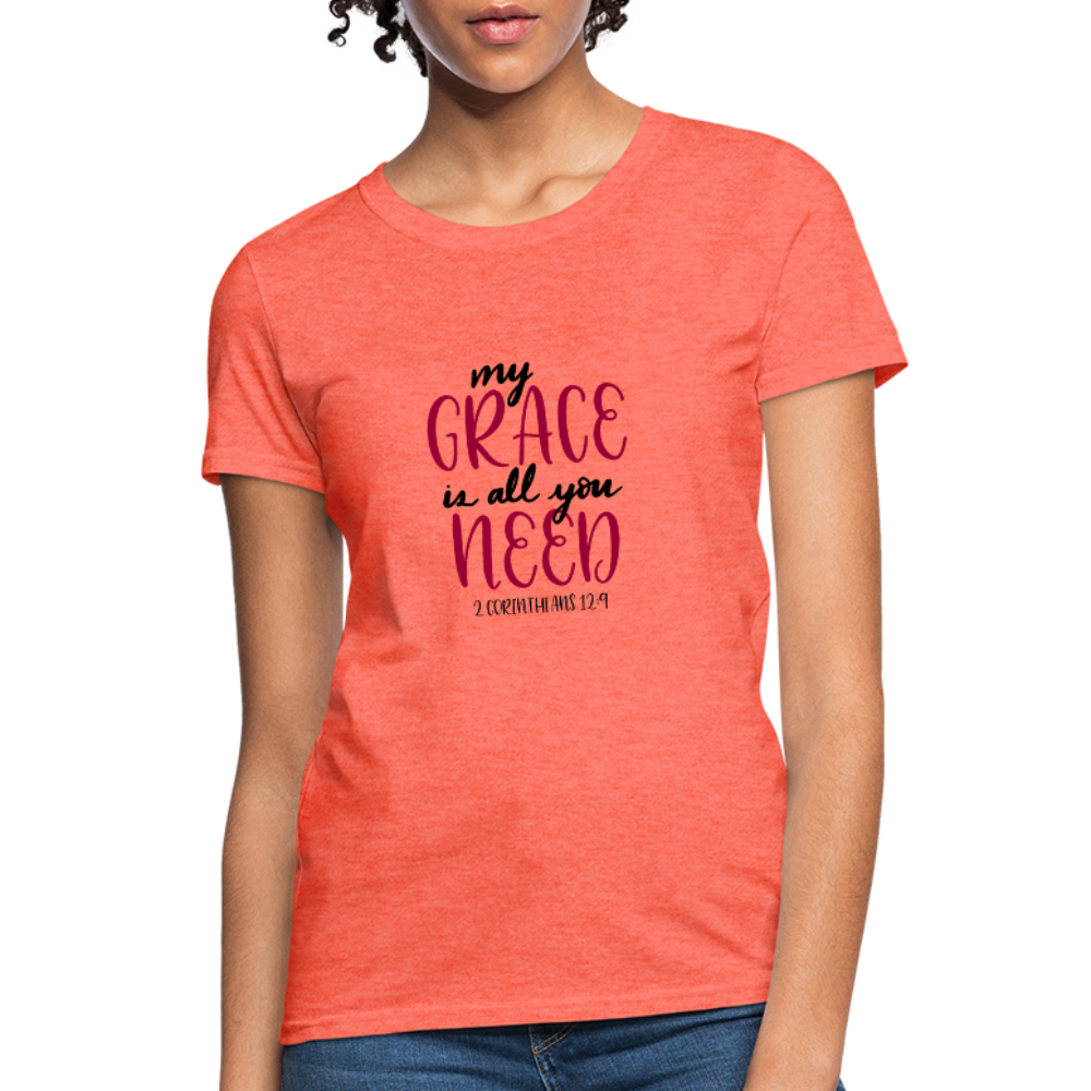 2 Corinthians 12:9 - Women's T-Shirt - heather coral