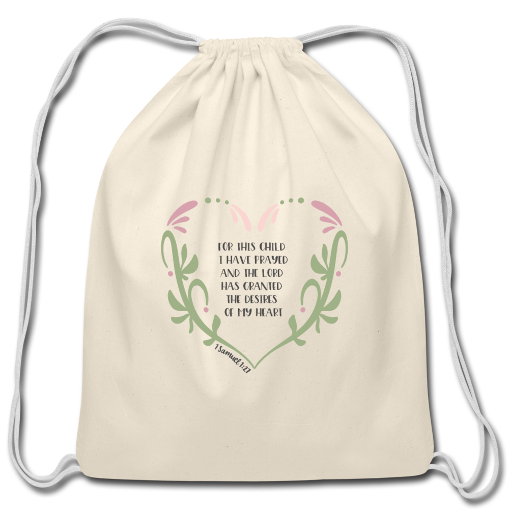 1 Samuel 1:27 - Cotton Drawstring Bag - natural