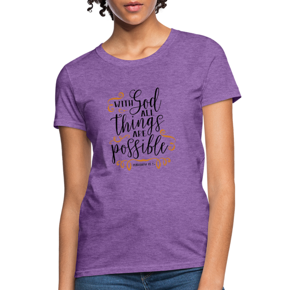 Matthew 19:26 - Women's T-Shirt - purple heather