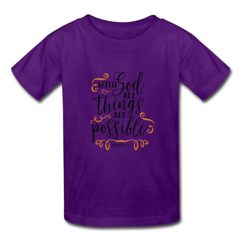Matthew 19:26 - Youth T-Shirt - purple