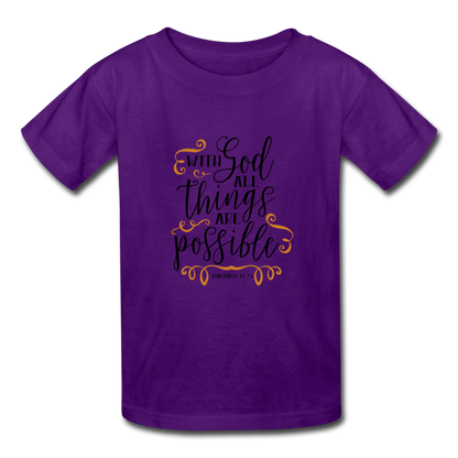 Matthew 19:26 - Youth T-Shirt - purple