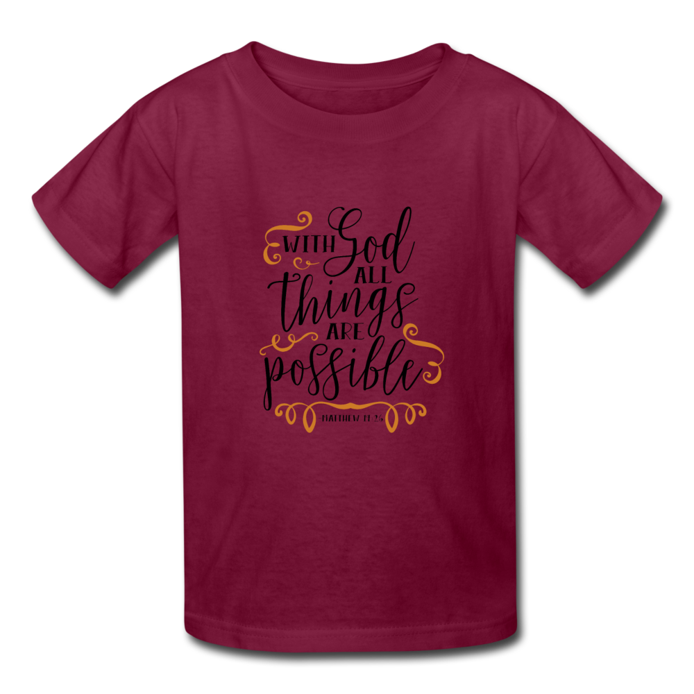Matthew 19:26 - Youth T-Shirt - burgundy