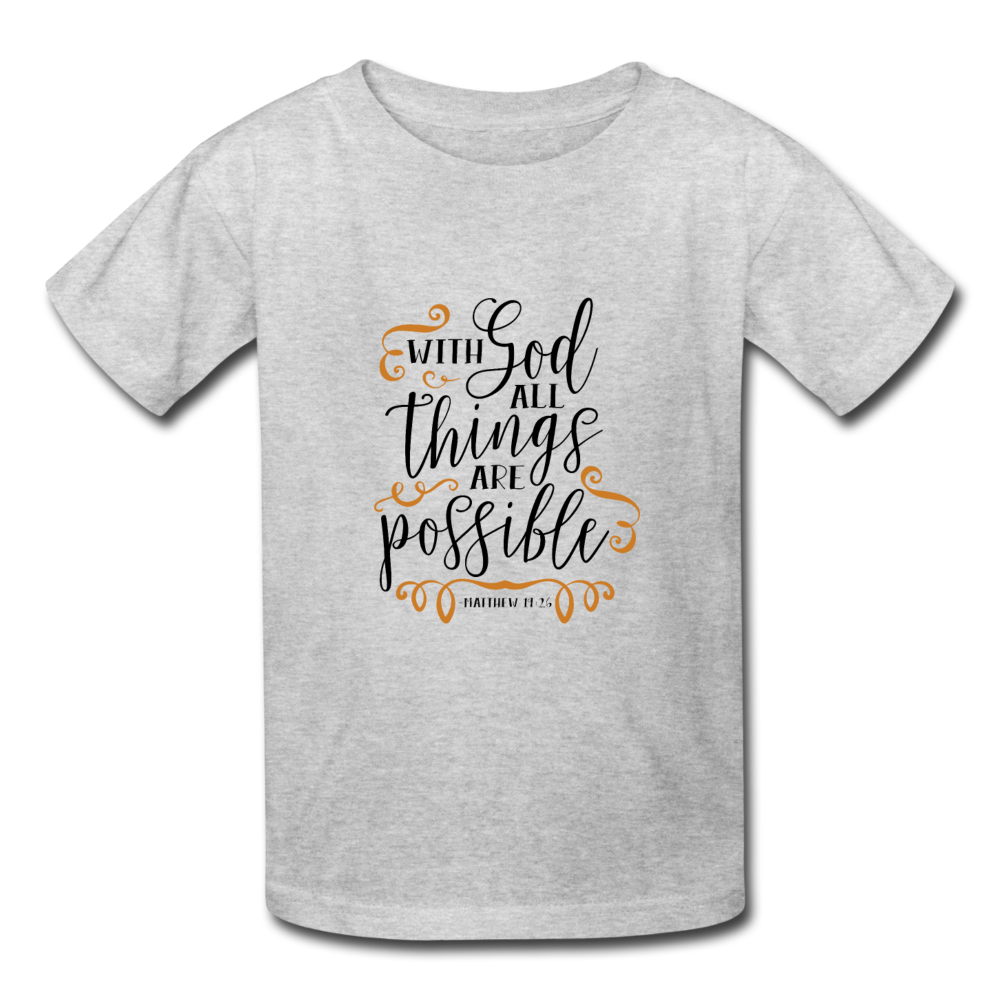 Matthew 19:26 - Youth T-Shirt - heather gray
