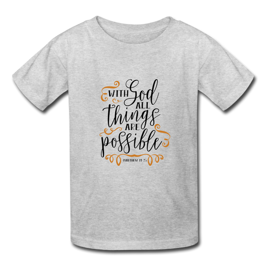 Matthew 19:26 - Youth T-Shirt - heather gray