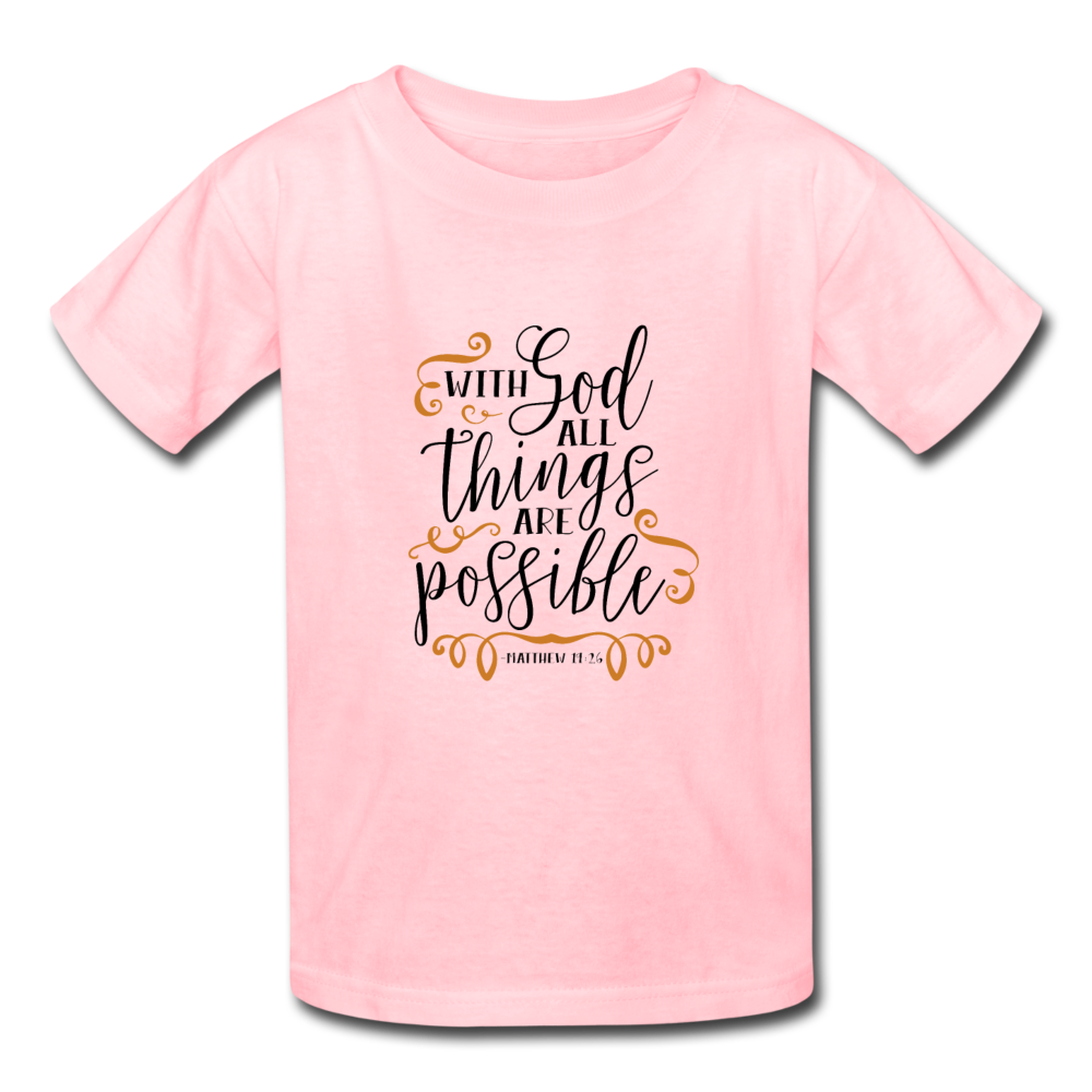 Matthew 19:26 - Youth T-Shirt - pink