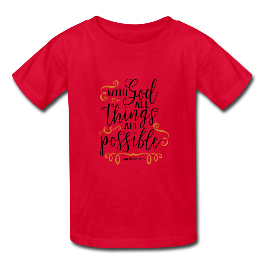 Matthew 19:26 - Youth T-Shirt - red
