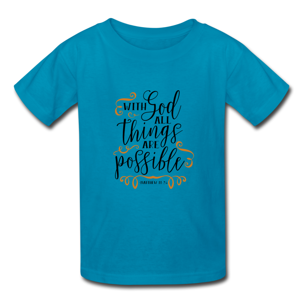 Matthew 19:26 - Youth T-Shirt - turquoise