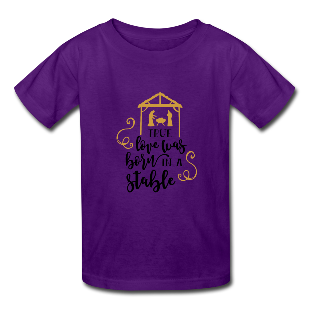 True Love Was Born In A Stable - Youth T-Shirt - purple