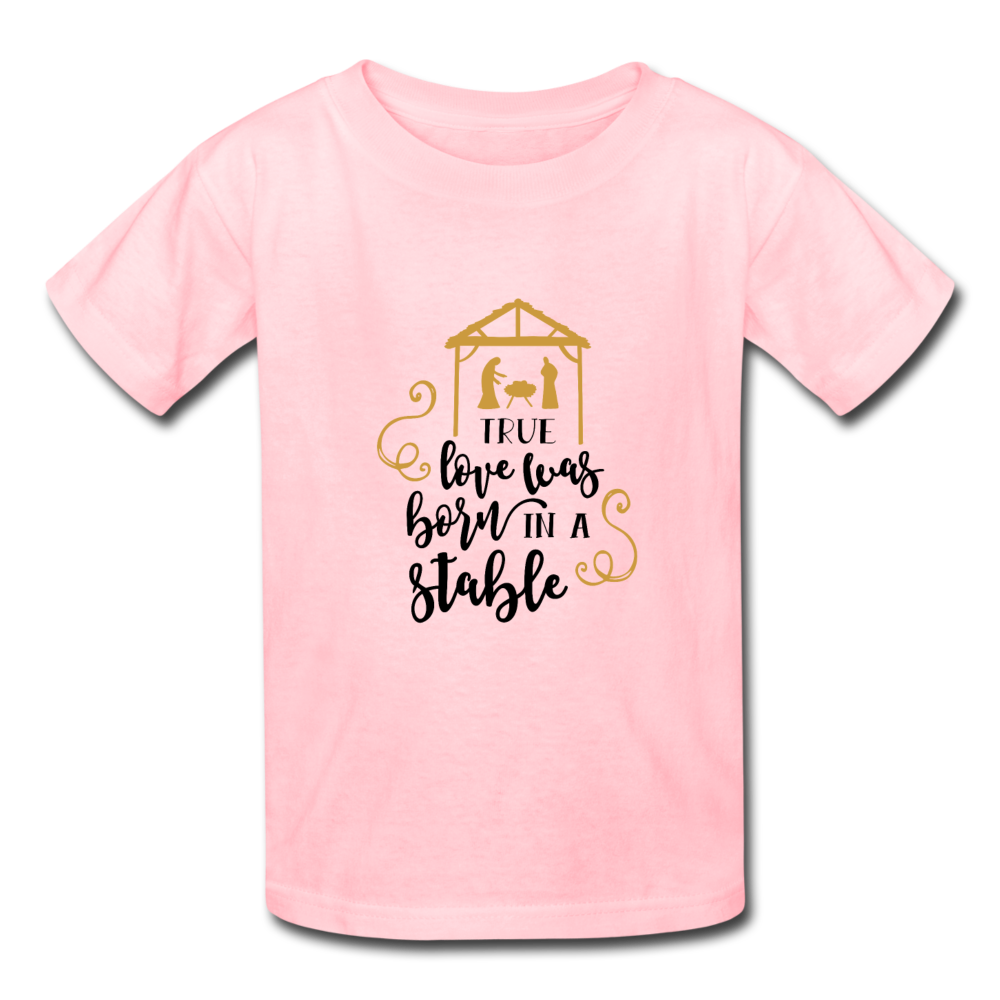 True Love Was Born In A Stable - Youth T-Shirt - pink