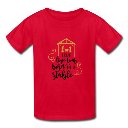 True Love Was Born In A Stable - Youth T-Shirt - red