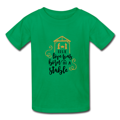 True Love Was Born In A Stable - Youth T-Shirt - kelly green