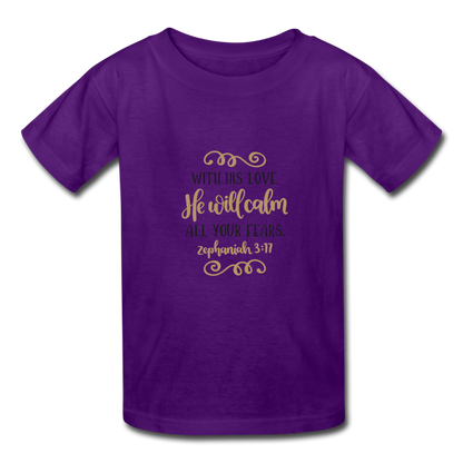 Zephaniah 3:17 - Youth T-Shirt - purple