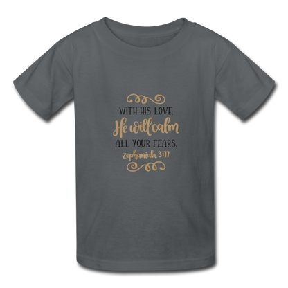 Zephaniah 3:17 - Youth T-Shirt - charcoal