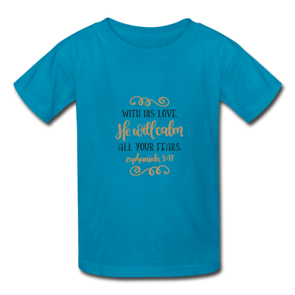 Zephaniah 3:17 - Youth T-Shirt - turquoise