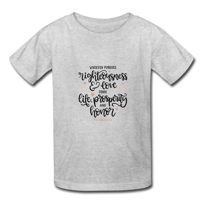 Proverbs 21:21 - Youth T-Shirt - heather gray