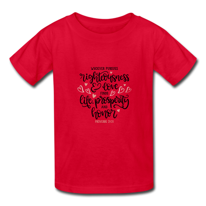 Proverbs 21:21 - Youth T-Shirt - red