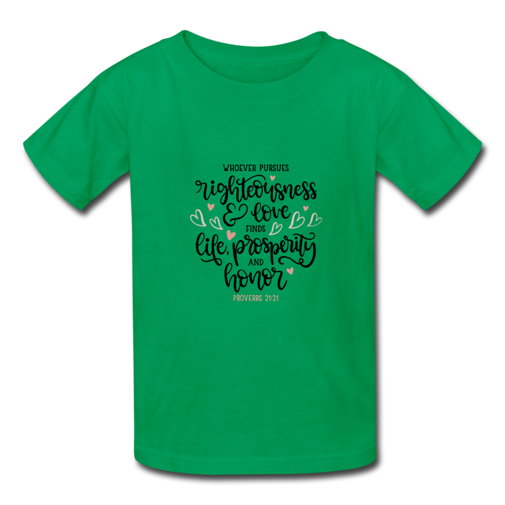 Proverbs 21:21 - Youth T-Shirt - kelly green