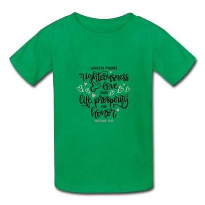 Proverbs 21:21 - Youth T-Shirt - kelly green