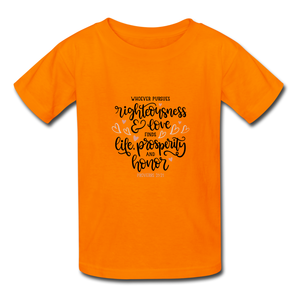 Proverbs 21:21 - Youth T-Shirt - orange