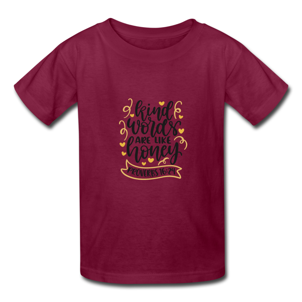 Proverbs 16:24 - Youth T-Shirt - burgundy