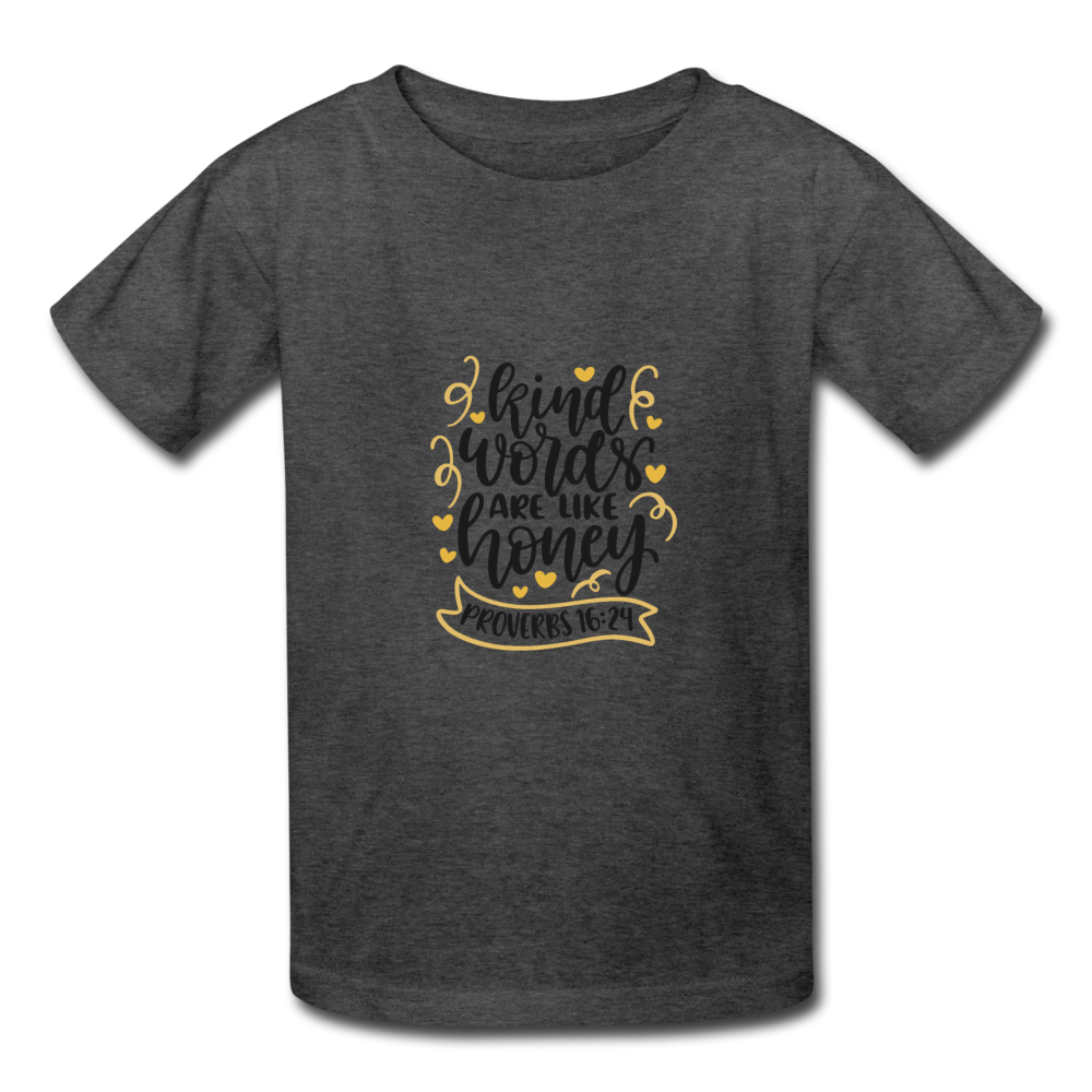 Proverbs 16:24 - Youth T-Shirt - heather black