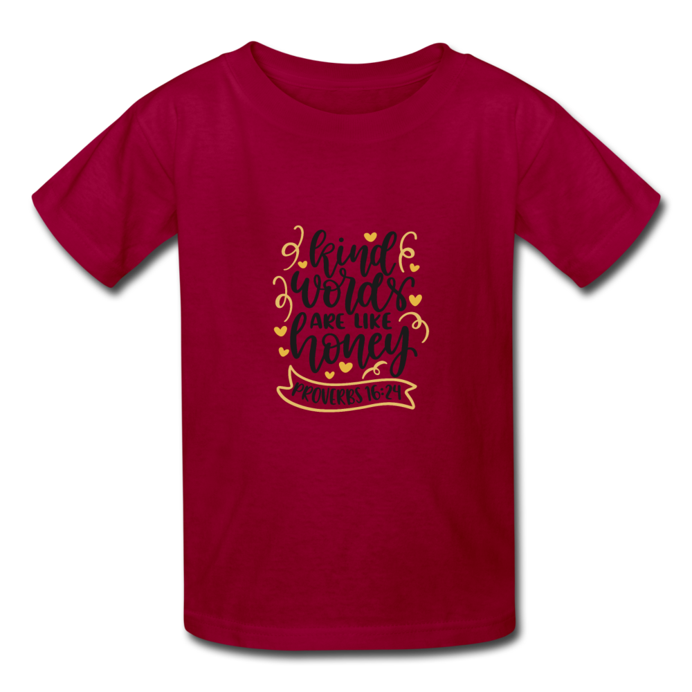 Proverbs 16:24 - Youth T-Shirt - dark red
