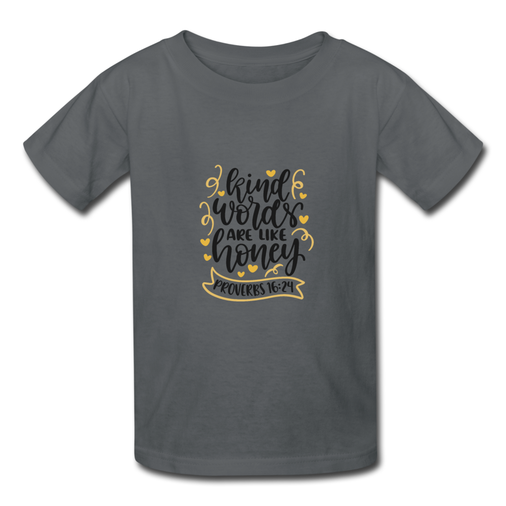 Proverbs 16:24 - Youth T-Shirt - charcoal