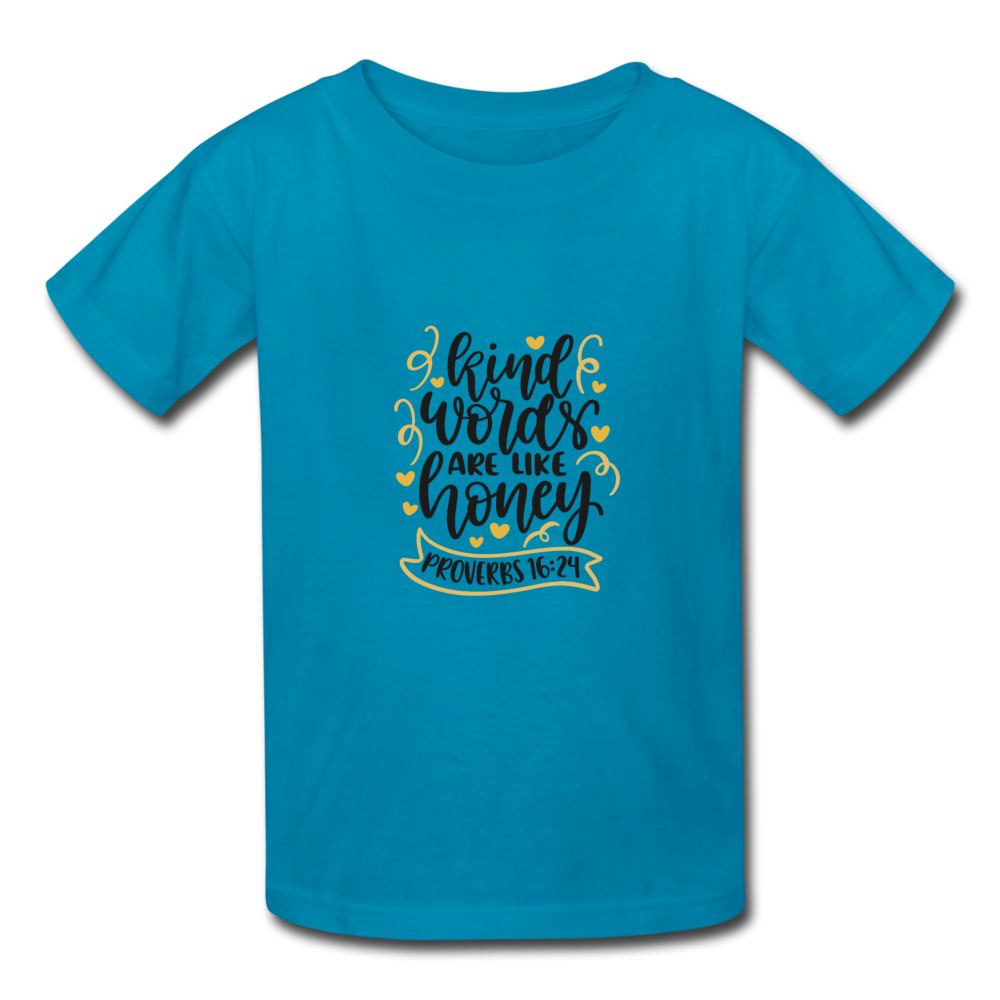 Proverbs 16:24 - Youth T-Shirt - turquoise
