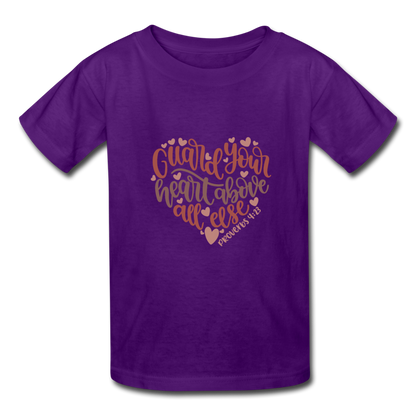 Proverbs 4:23 - Youth T-Shirt - purple