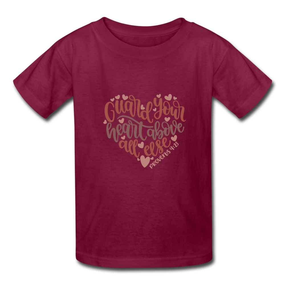 Proverbs 4:23 - Youth T-Shirt - burgundy