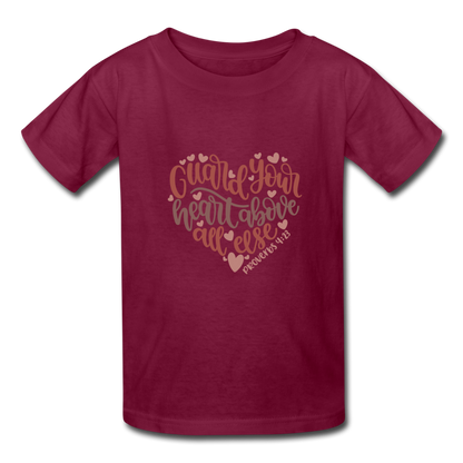 Proverbs 4:23 - Youth T-Shirt - burgundy