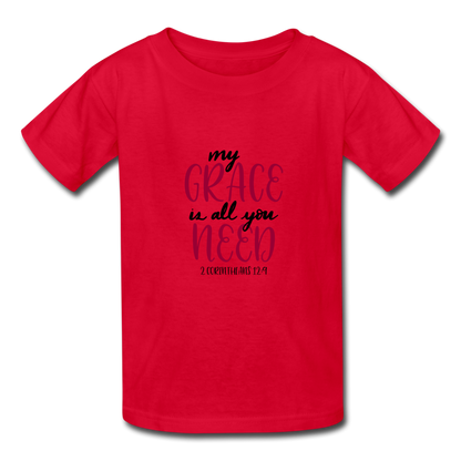 2 Corinthians 12:9 - Youth T-Shirt - red