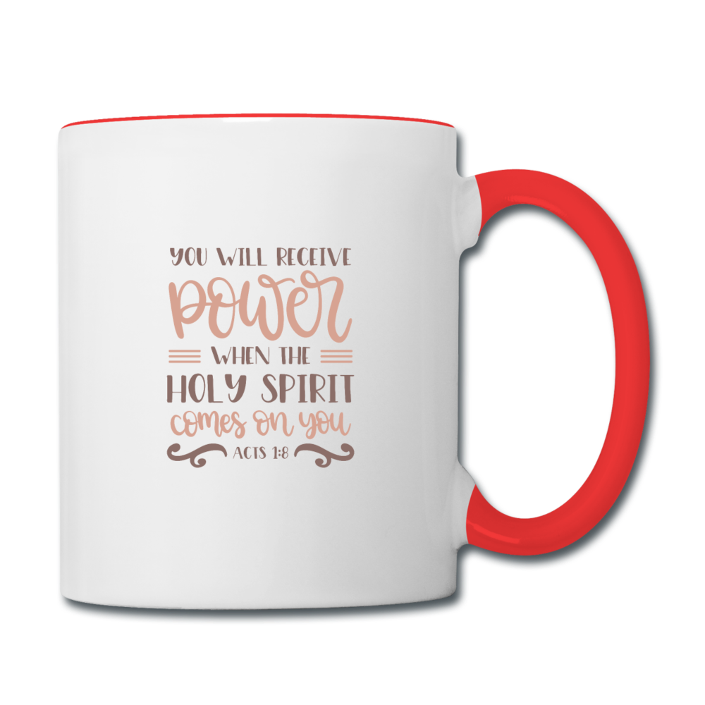 Acts 1:8 - Contrast Coffee Mug - white/red