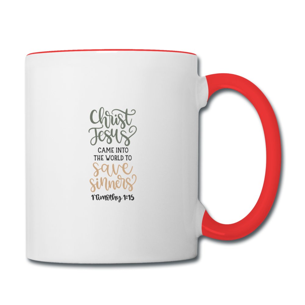 1 Timothy 1:15 - Contrast Coffee Mug - white/red