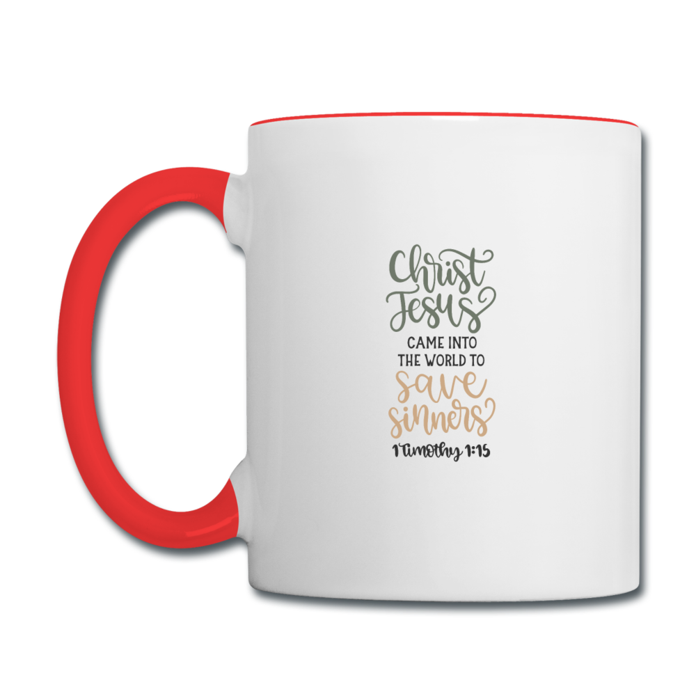 1 Timothy 1:15 - Contrast Coffee Mug - white/red