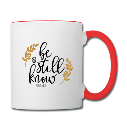 Psalm 46:10 - Contrast Coffee Mug - white/red