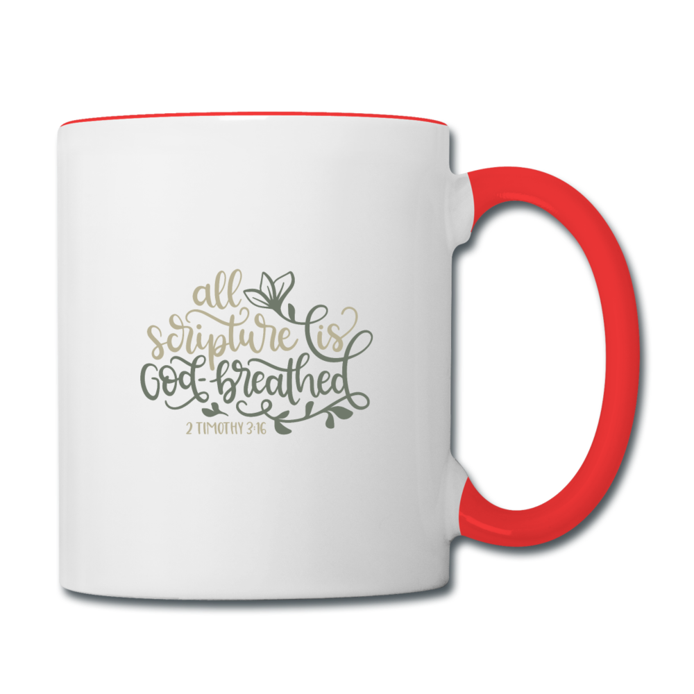 2 Timothy 3:16 - Contrast Coffee Mug - white/red